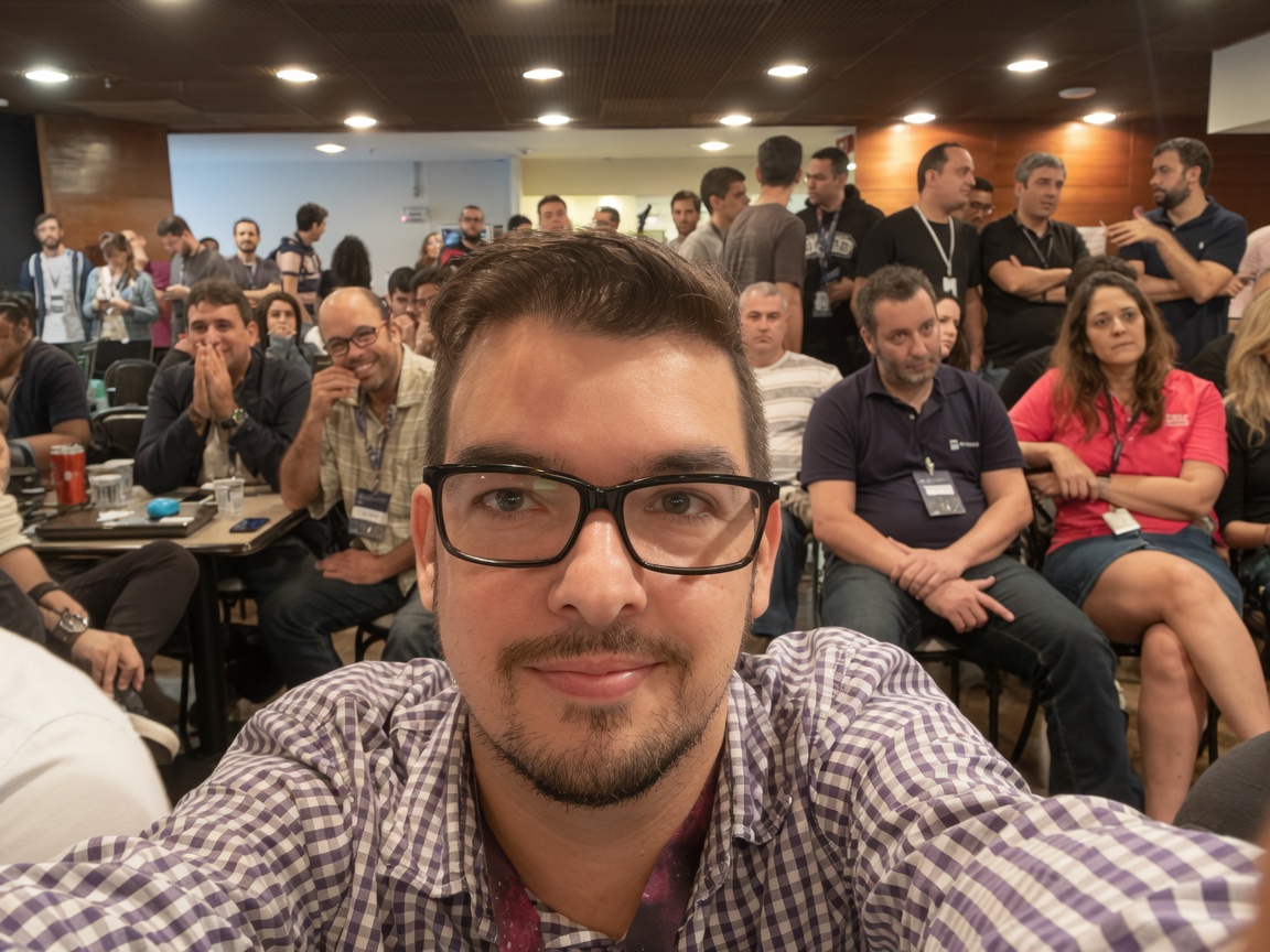 Eric Gallardo as a judge at the IBM BlueHack hackathon in São Paulo, Brazil